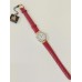 VINTAGE Lanvin γυναικείο ρολόι με επίχρυσο και ασημί καντράν και κόκκινο δερμάτινο λουράκι (VIN23)
